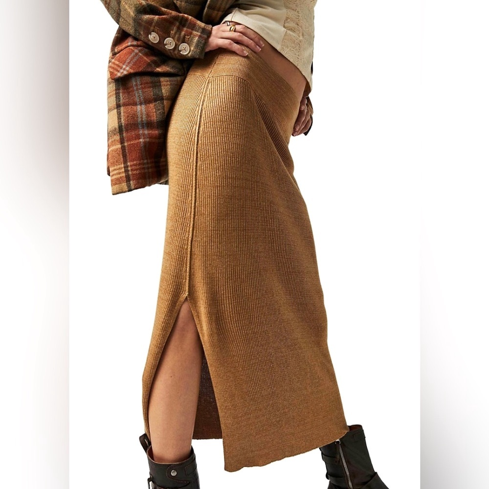 Free People Golden Hour Midi Skirt ✨ Apple Pie Combo Size S | viscose neutral - Picture 12 of 14